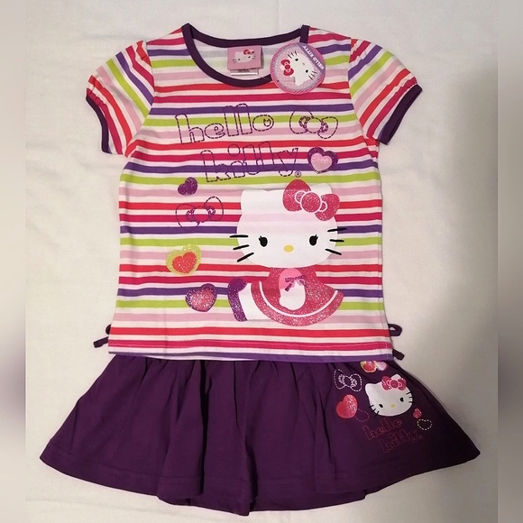 🔥SALE🔥 Hello Kitty Sanrio 2 Piece Top and Skirt Set NWT Sizes 2T, 3T, 4T - Picture 1 of 8